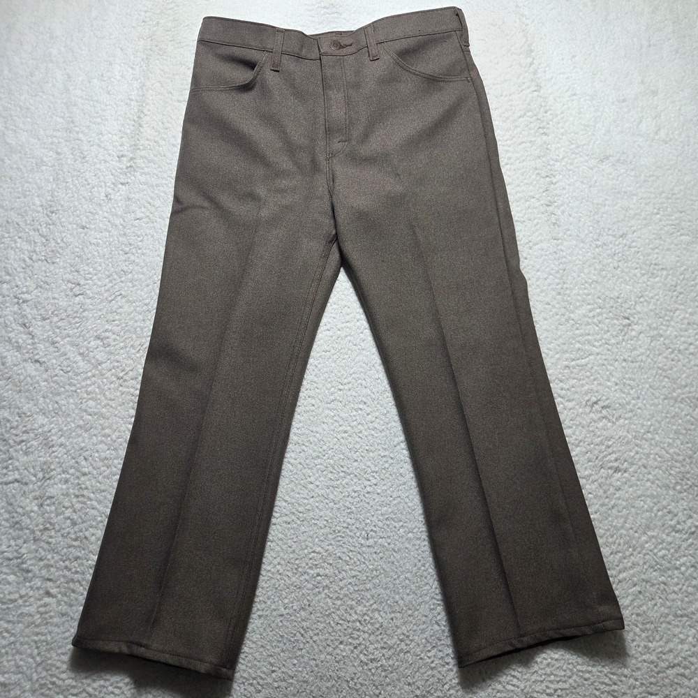 Vintage 70s Wrangler Pants 32x26 USA Made Brown Polyester Leisure Talon 42